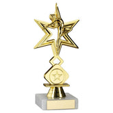 GOLD 'DANCE/GYM' STAR FIGURE ASSEMBLED ON MARBLE (1in CEN) - 7in